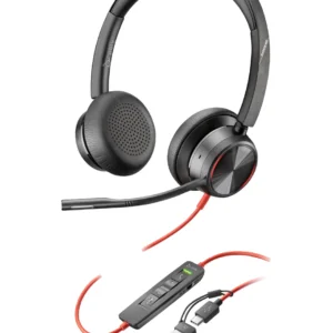 HP Poly Blackwire 8225 стерео USB-C слушалки + USB-C/A адаптер — 8X223AA