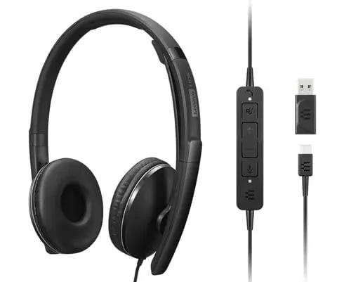 Lenovo 4XD1M45627 слушалка Слушалки Жичен Лента за глава UBS тип C Черен