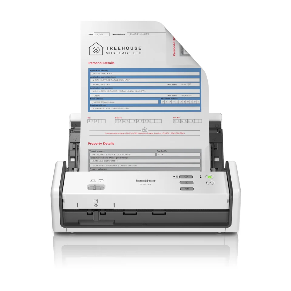 Brother ADS-1300 скенер ADF скенер 600 x 600 DPI A4 Бяла — ADS1300TC1