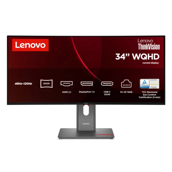 Lenovo ThinkVision T34WD-40 компютърен монитор 86,4 см (34") 3440 x 1440 пиксела Wide Quad HD LED Черен — 64AEGAT1EU