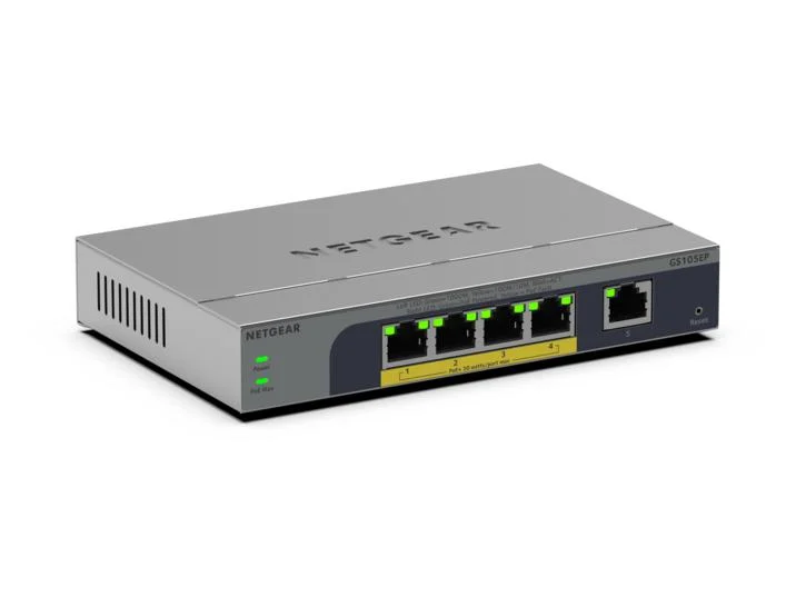 NETGEAR GS105EP Неуправляем Gigabit Ethernet (10/100/1000) Захранване по Ethernet (PoE) Сив — GS105EP-100EUS