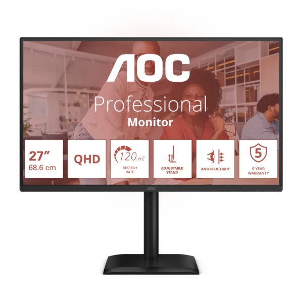AOC E4 Q27E4U компютърен монитор 68,6 см (27") 2560 x 1440 пиксела Quad HD LED Черен