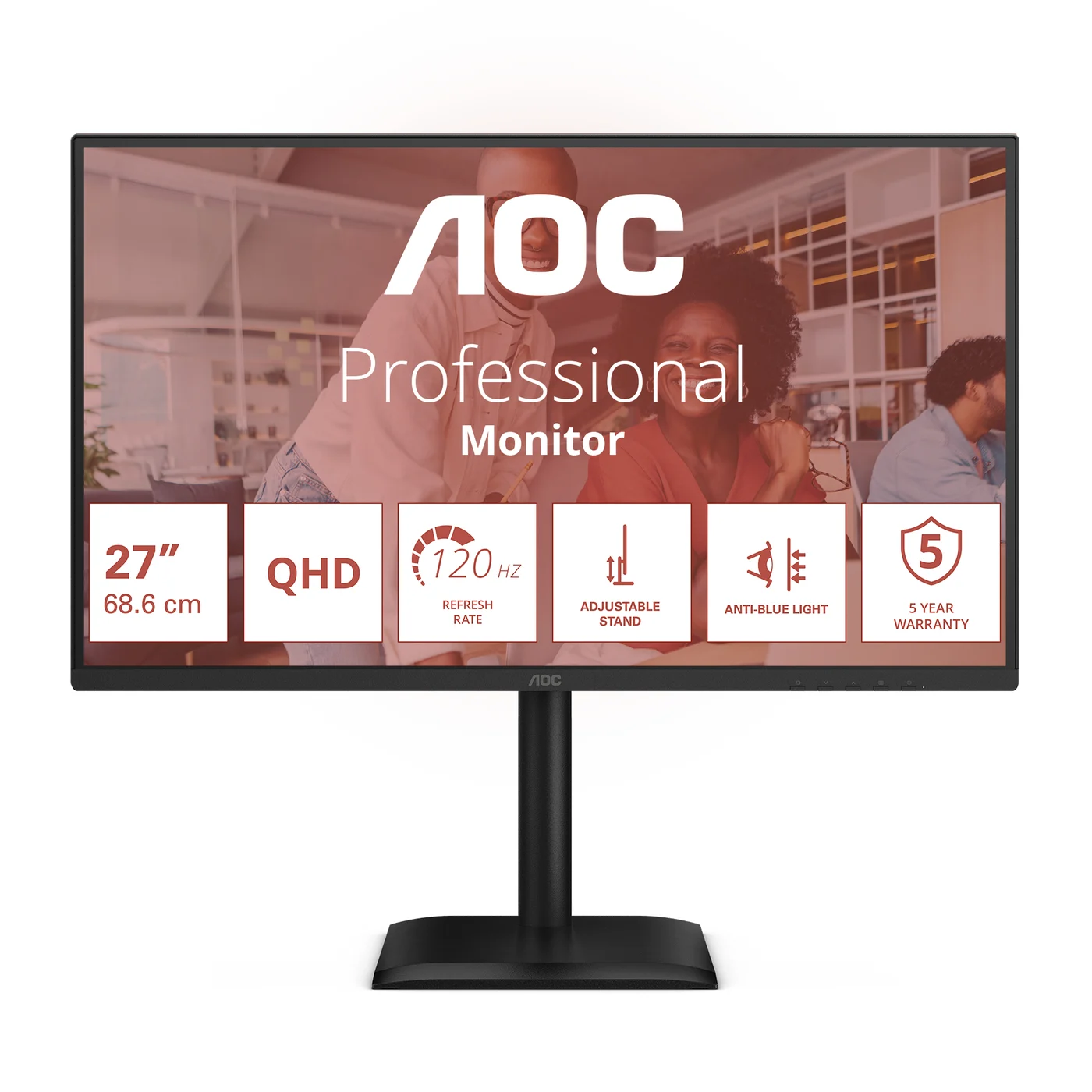 AOC E4 Q27E4U компютърен монитор 68,6 см (27") 2560 x 1440 пиксела Quad HD LED Черен
