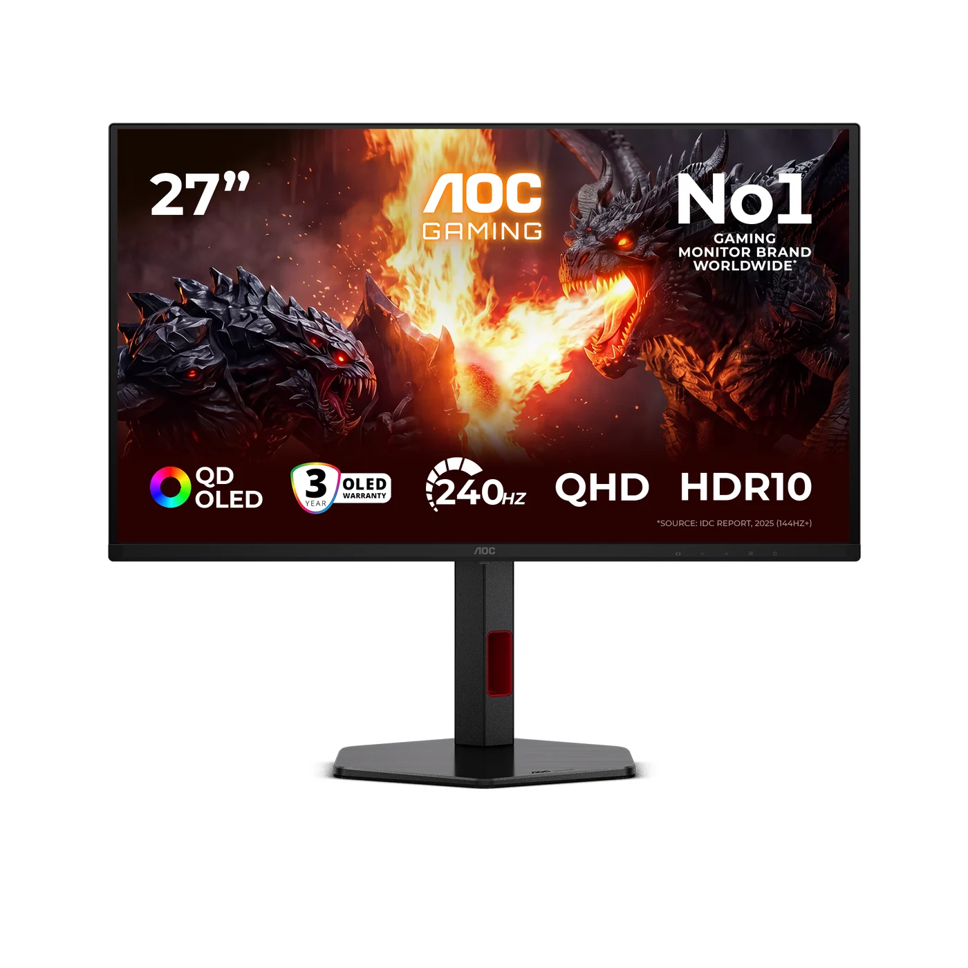 AOC G4 Q27G4ZDR компютърен монитор 67,3 см (26.5") 2560 x 1440 пиксела Quad HD QD-OLED Черен, Червен