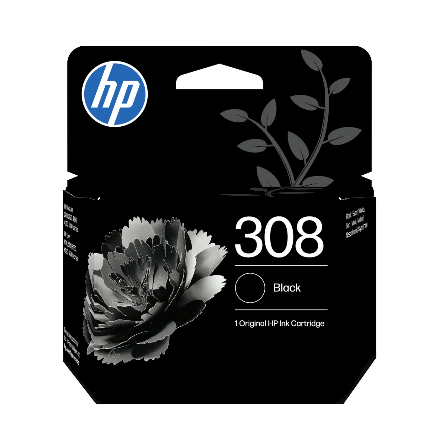HP Оригинална касета с мастило 308, цвят черен — 7FP21UE#LS1