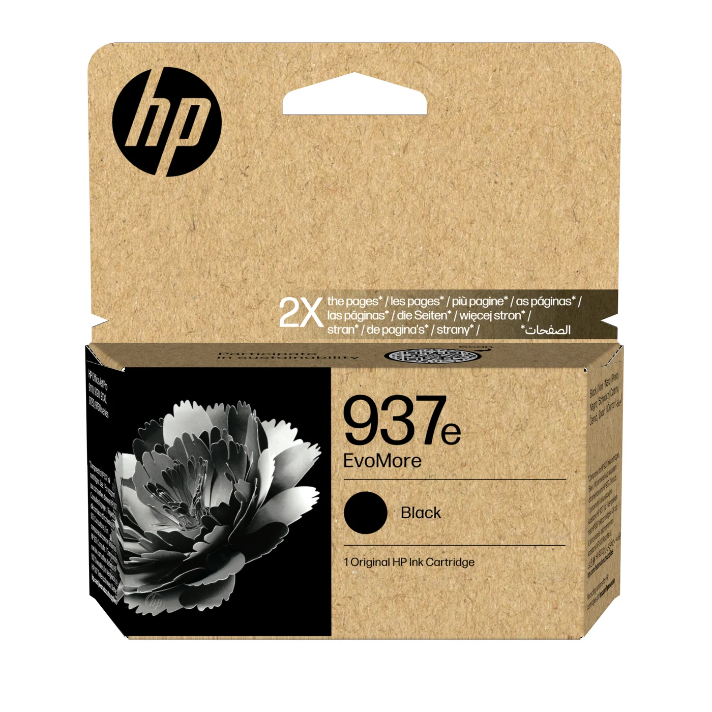 HP Оригинална касета с мастило 937e EvoMore, черен — 4S6W9NE#LS1